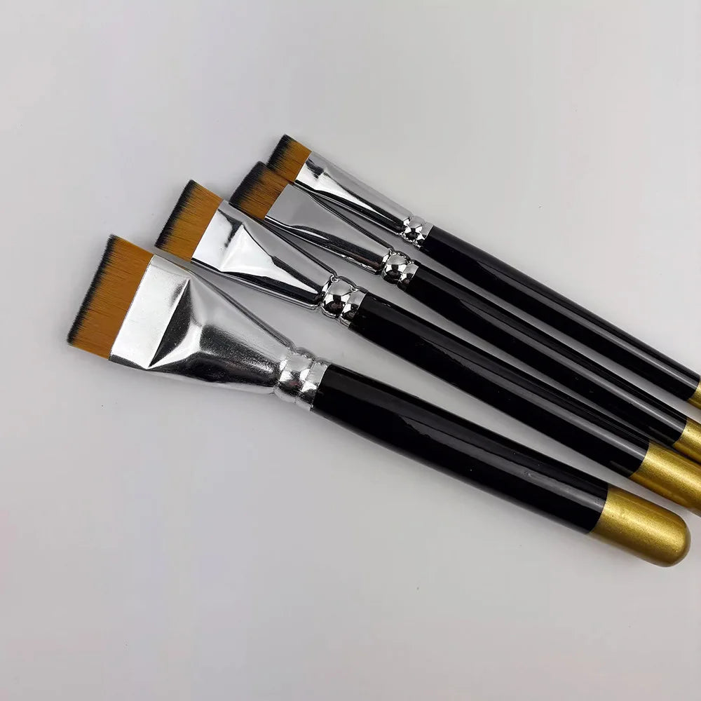 Professional Lacquer Art Brushes Set - 4pcs Short Hair Nylon Flat Brushes for Lacquerware, Oil Painting & Fine Art Tools - Sun Studio