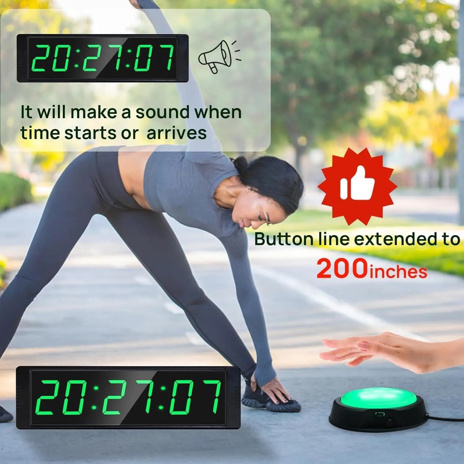 Gym Timer Clock for Home Fitness Timer with Stopwatch Button, Large Digital Stopwatch Countdown Clock, 12/24H Digital Wall Clock - Sun Studio