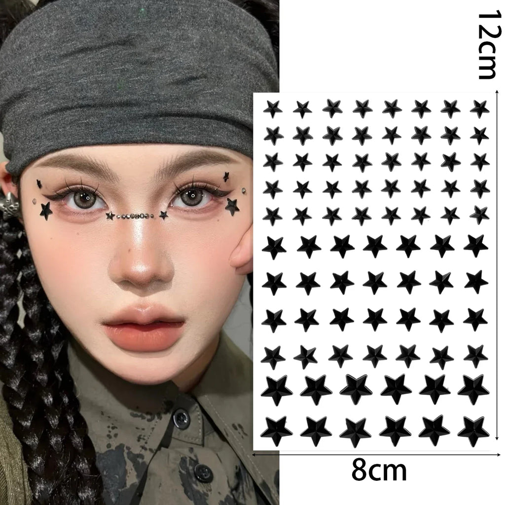 Star Face Makeup Diamond Patch Dazzling Star Festival Modernist Face Stickers Women Girls Colorful Rhinestone Tattoo Eyes Deco - Sun Studio