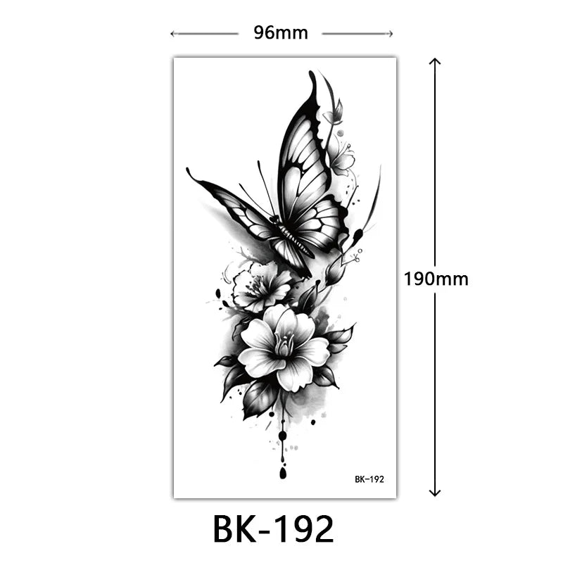 Black Butterfly Temporary Tattoos for Women Men Waterproof Snake Tattoo Stickers for Hand Arm Fake Tattoo Body Decor - Sun Studio