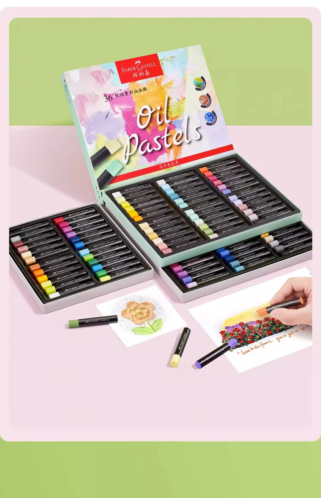 Faber-Castell Soft Oil Pastel Set 24/36/48 Vibrant Colors Creamy Texture Bullet Head Chalk for Artist Painting Drawing Beginners - Sun Studio
