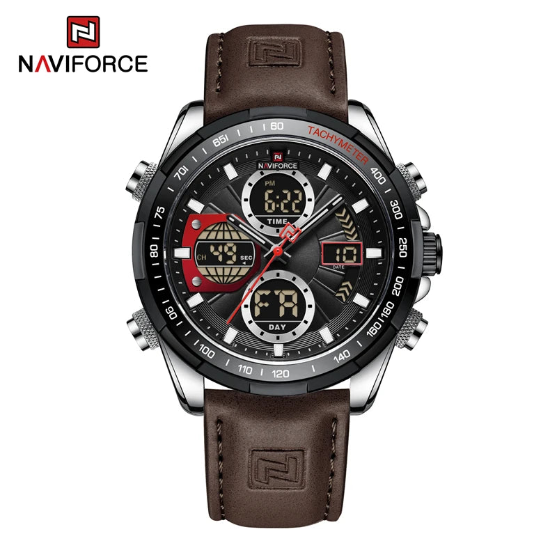 New NAVIFORCE Watches for Men Leather Mens Military Sport Waterproof Watch Quartz WristWatch Chronograph Male Clock - Sun Studio