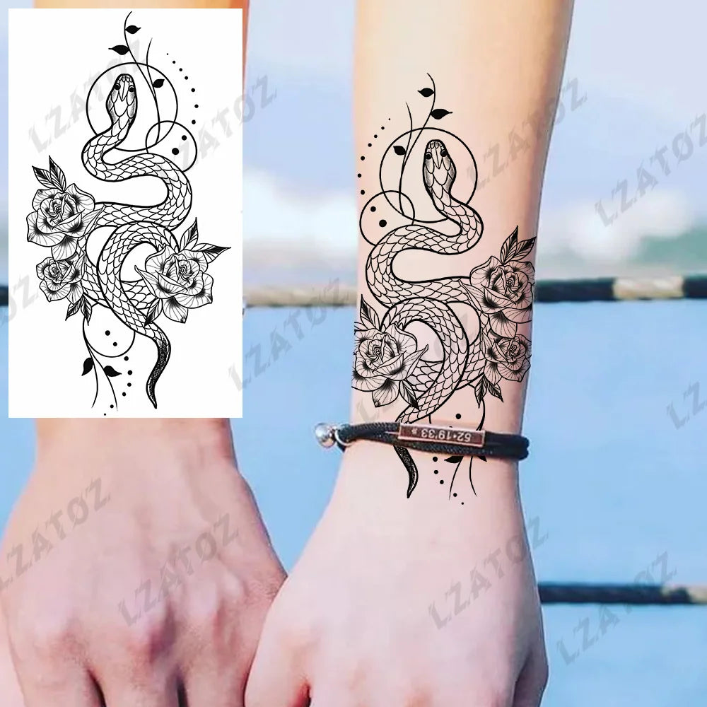 Unique Triangle Ocean Wave Temporary Tattoos For Men Women Realistic Tiger Lion Fake Tattoo Stickers Saying Transfer Art Tatoos - Sun Studio