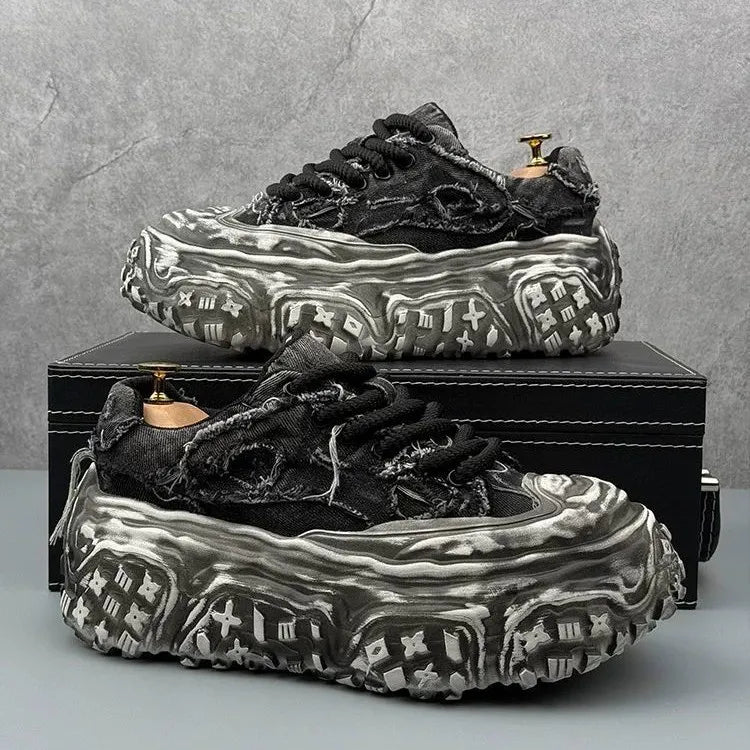 Men Sneakers Casual Shoes Blue Canvas Lace-Up Mens Shoes Fashion Vulcanize Shoes High-quality Walking Sneakers Zapatillas Hombre - Sun Studio