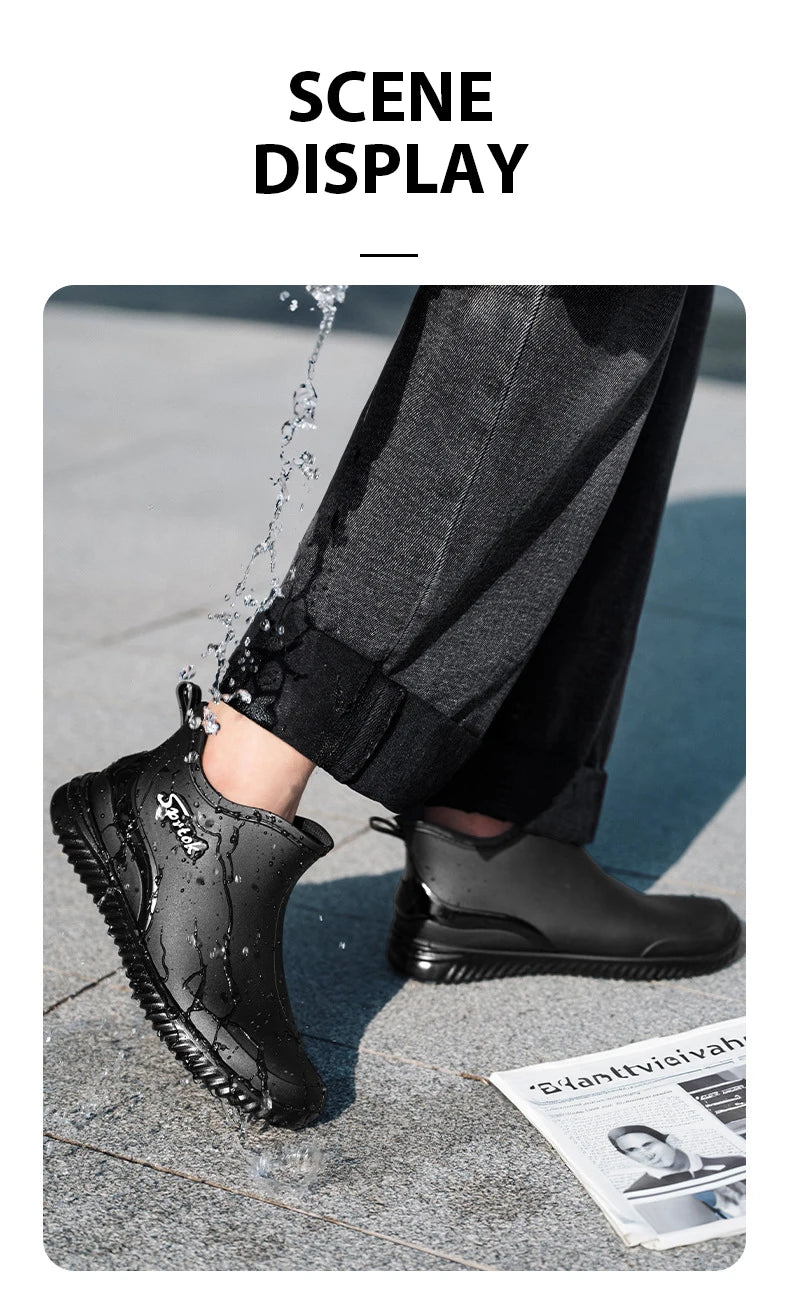 Couples Short Rain Shoes Fashion Light Waterproof Shoes Non-Slip Sports Korean Rain Boots - Sun Studio