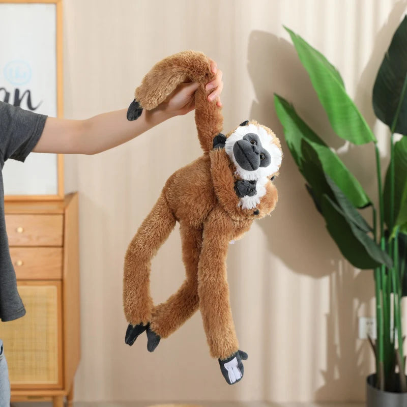 Cartoon Schlagaffe Plüschpuppe Brauner Schimpanse Mama Und Schwarzes Affenbaby Zusammen Tier Stoffpuppe Wohnkultur Geschenk Für Kinder