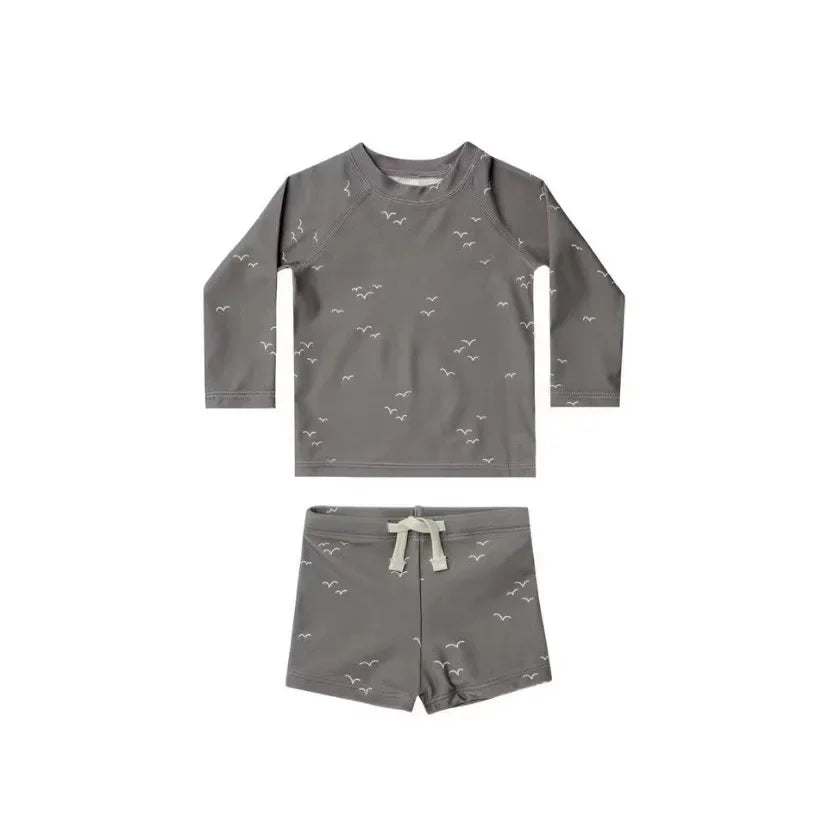 Korean Style Summer Baby Boy's Swimwear Sets Long Sleeve Round Collar Sunscreen Swimsuit+Swimming Trunks Seaside Vacation E6928 - Sun Studio