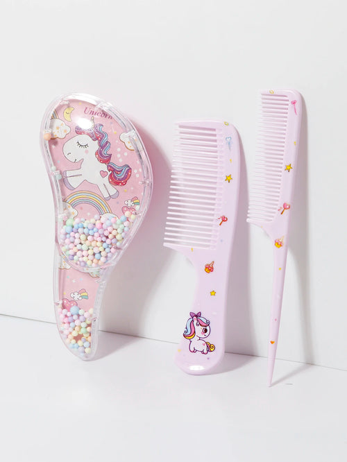 3pcs cartoon comb set, wet and dry dual-use, hair styling, suitable for any hair texture, gift set, special for real hair wigs - Sun Studio