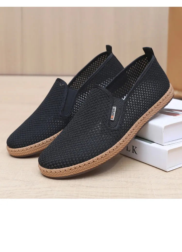 2025 Summer Men's Old Beijing Net Mesh Slip-on Casual Shoes Comfortable and Breathable Anti-slip Outsole Free Men's Shoes - Sun Studio