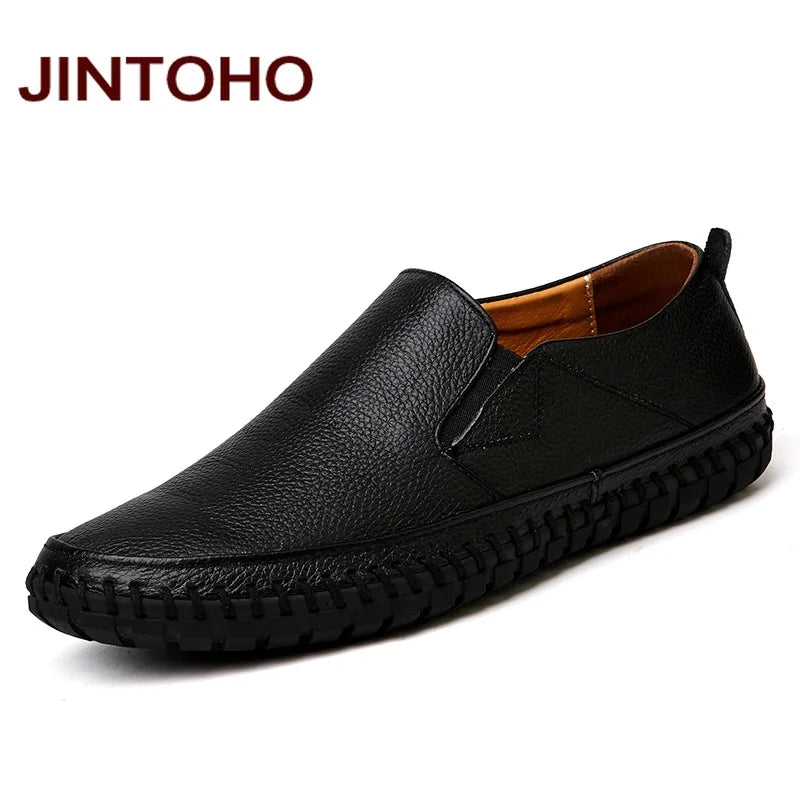 JINTOHO Große Größe Herren Echtes Leder Schuhe Slip-On Schwarze Schuhe Echtes Leder Mokassins Herren Schuhe Italienische Designer Schuhe