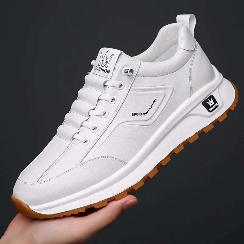 Designer Neue Männer Echtes Leder Freizeit Sport Schuhe Straßenmode Bequeme Kuhleder Schnür Sneakers