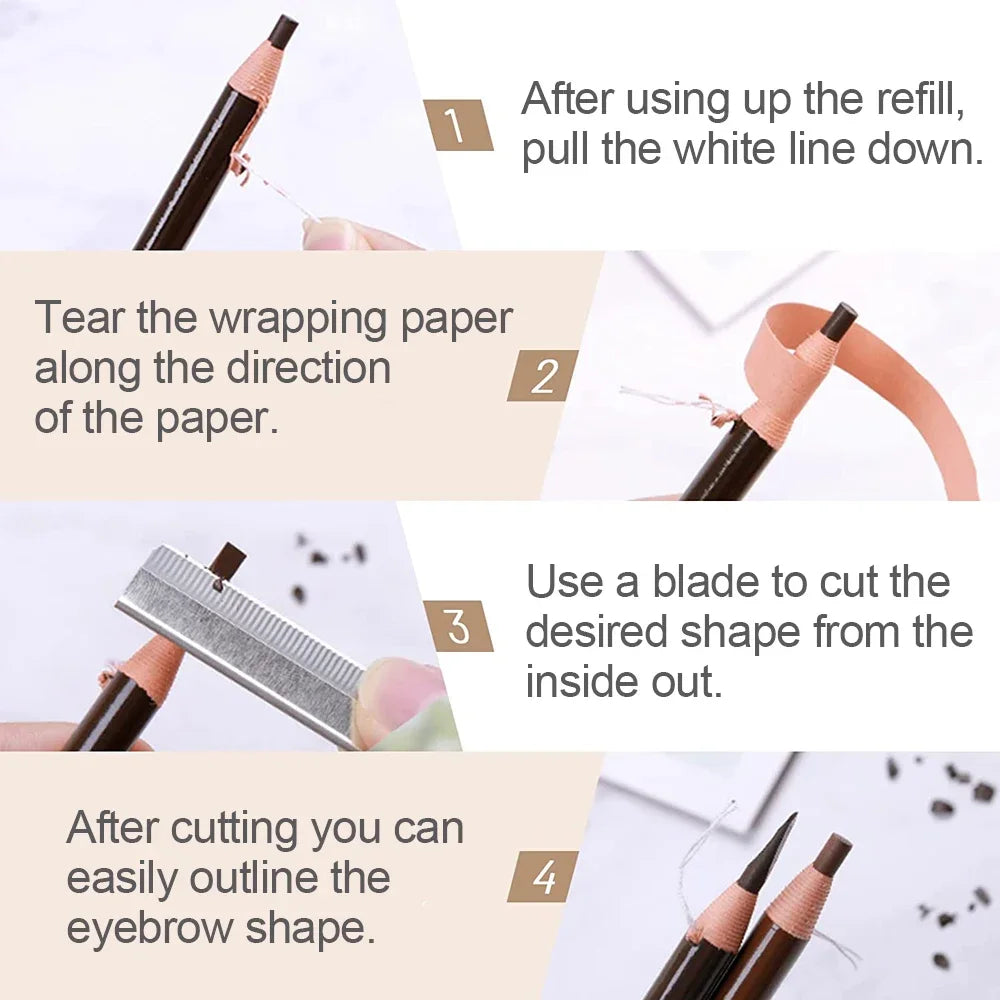 Eyebrow Pencil Microblading Supplies Set Waterproof Eyebrow Tattoo Tint Enhancers With Sharpener Brow 10Pcs Brow Trimmer Blade - Sun Studio