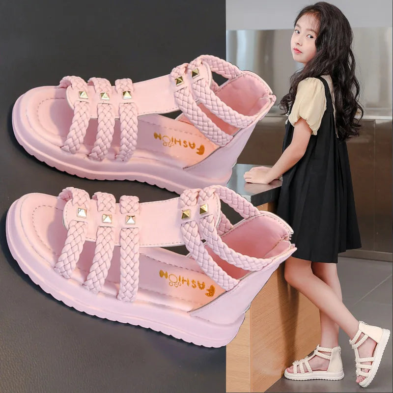 Summer Girls Sandals 2026 New Design Girls Soft Soled Lightweight Shoe Fashionable Girl Anti Slip Versatile Casual Summer Sandal - Sun Studio