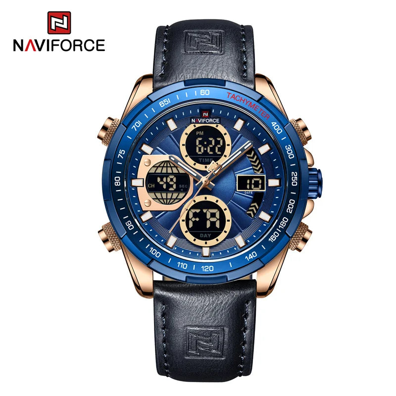 New NAVIFORCE Watches for Men Leather Mens Military Sport Waterproof Watch Quartz WristWatch Chronograph Male Clock - Sun Studio