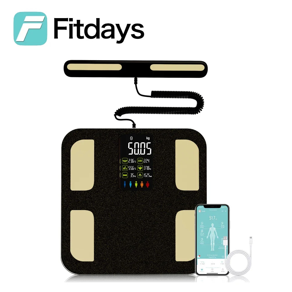 Fitdays Smart 8 Electrodes Body Fat Weight Scale, Human Bioimpedance Scale, Body Composition Scale - Sun Studio