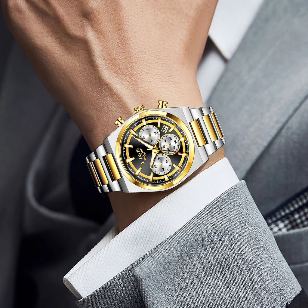 LIGE Top Luxury Man Quartz Watch Waterproof Luminous Date Chronograph Watches For Men Stainless Steel Fashion Men's Watch Reloj - Sun Studio