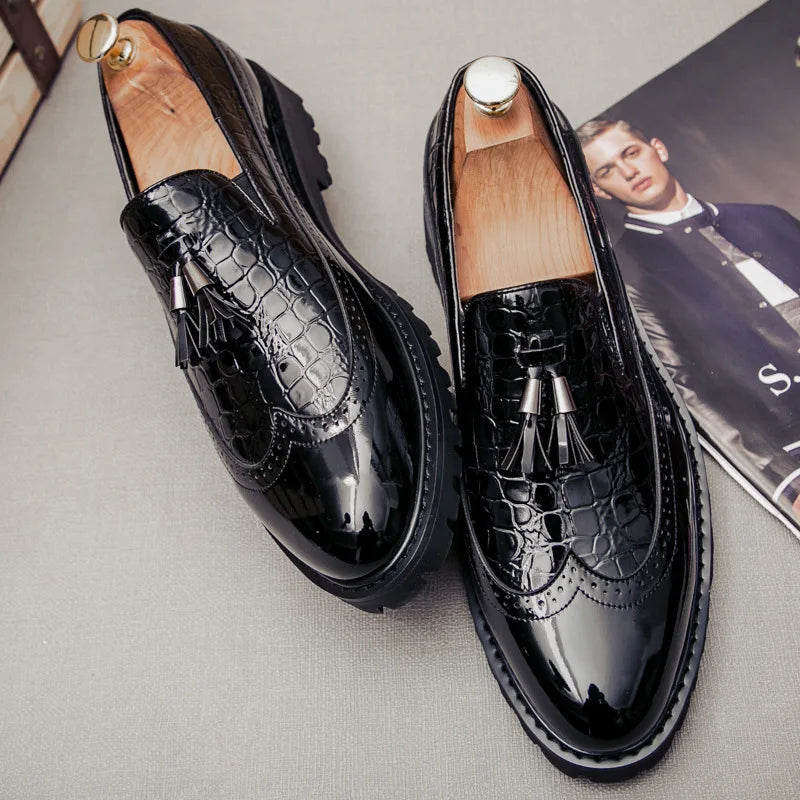 New Fashion Men's Dress Shoes Breathable Comfortable Leather Loafers Vintage Business Social Oxfords Zapatos De Vestir Hombre - Sun Studio