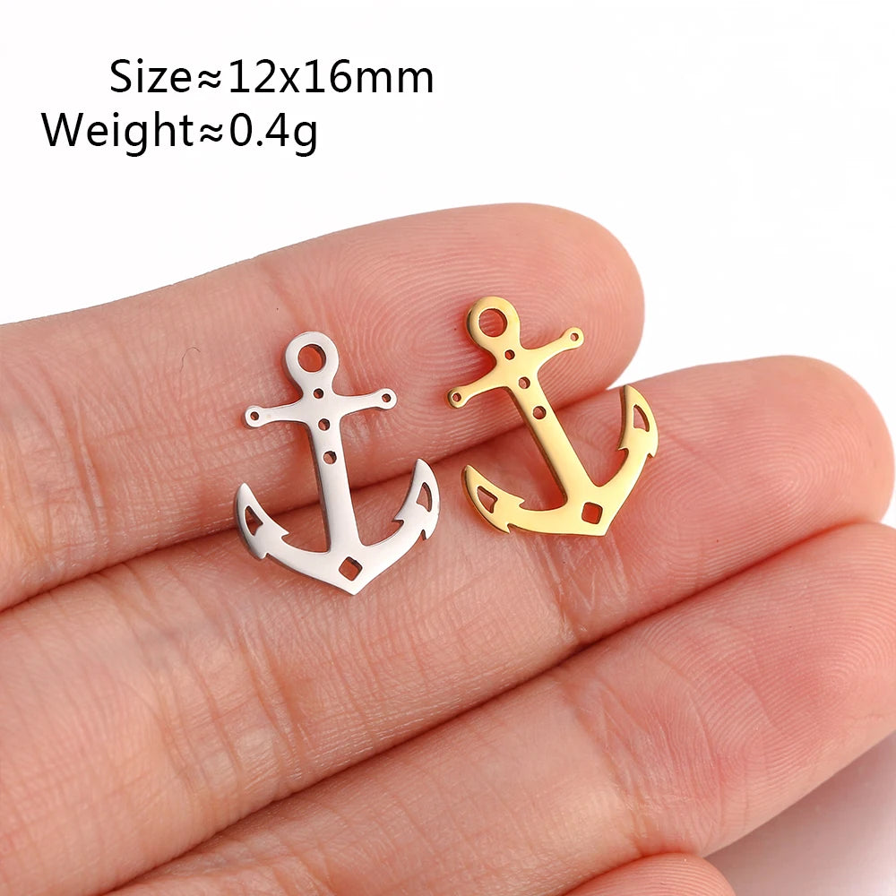 5Pcs Summer Hat/Lip Kiss/Swimsuit/Airplane Travel Charm  Stainless Steel Jewelry Making Craft DIY Bracelets Necklace Accessories - Sun Studio