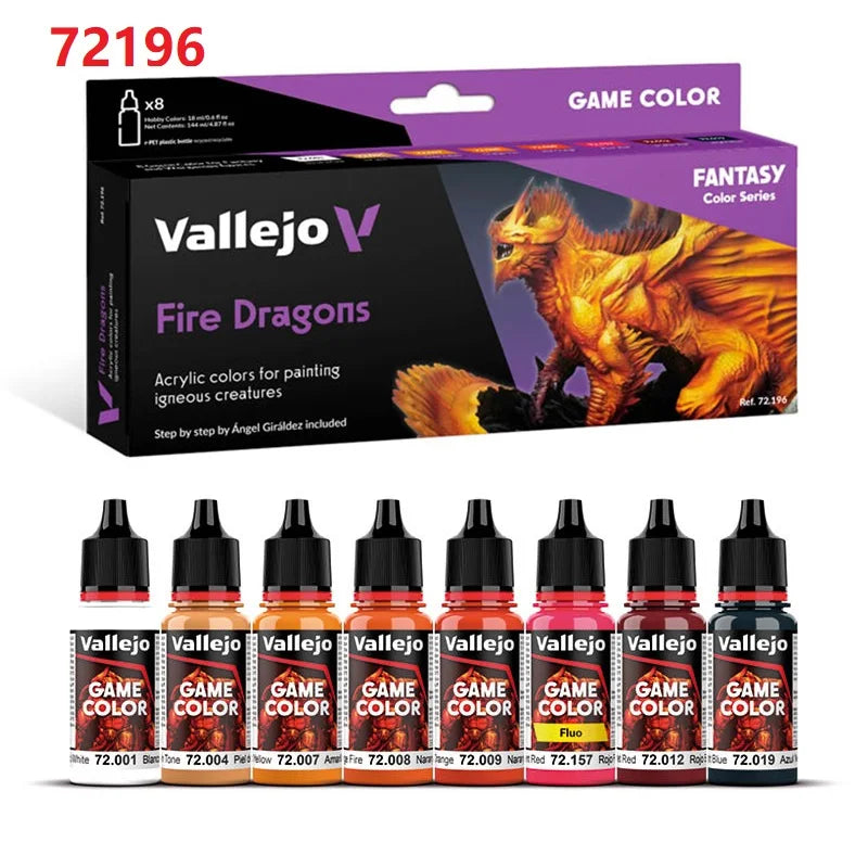 Spani AV vallejo model environmentally friendly water-based Acrylic painti set 8 * 17ml non metallic/game color wash acrylic set - Sun Studio