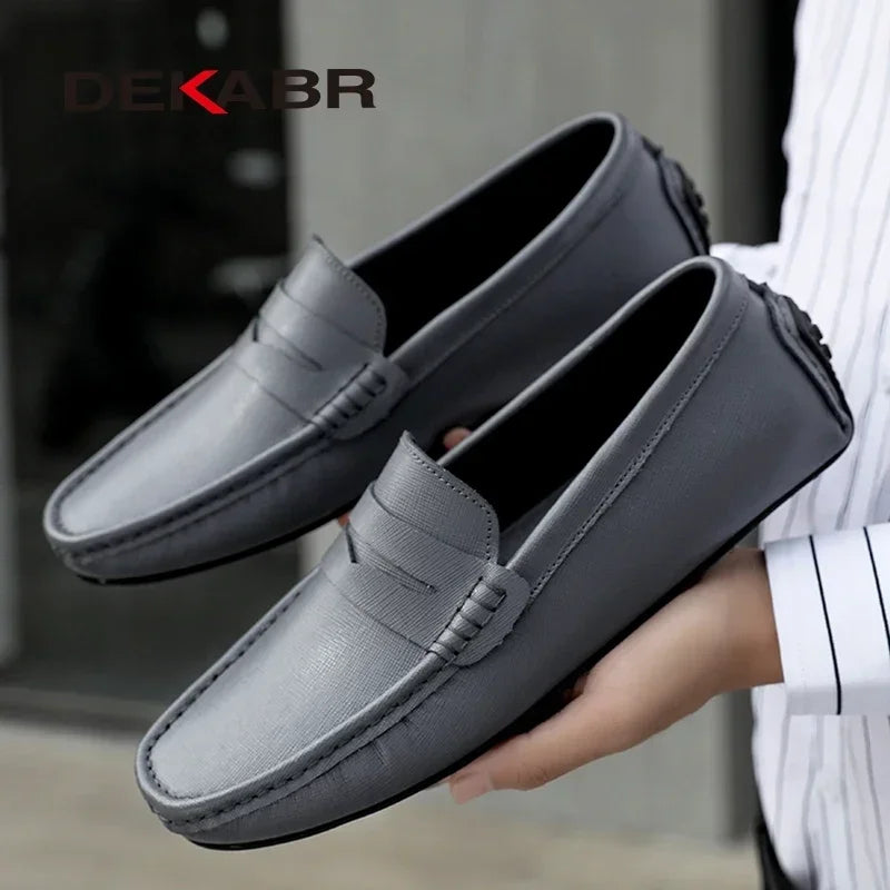 DEKABR Loafers Shoes Men Fashion Shoes New Spring Comfy Men's Flats Moccasins Classic Original Leather Men Casual Shoes - Sun Studio