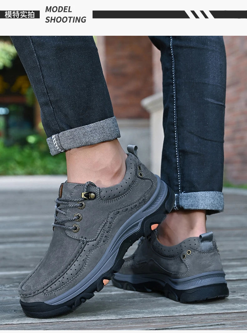 New Large Size Men's Shoes Genuine Leather Flats Men Loafers High Quality Outdoor Men Sneakers Breathable Male Casual Shoes - Sun Studio