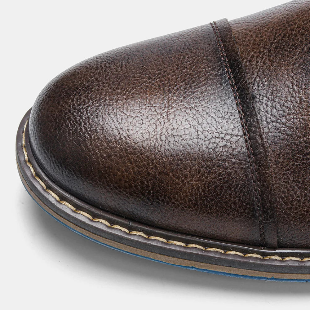 Business Men's Leather Shoes European American Casual Man Leather Shoe Retro Trend Men's Shoes Large Size Leather Shoes for Men - Sun Studio