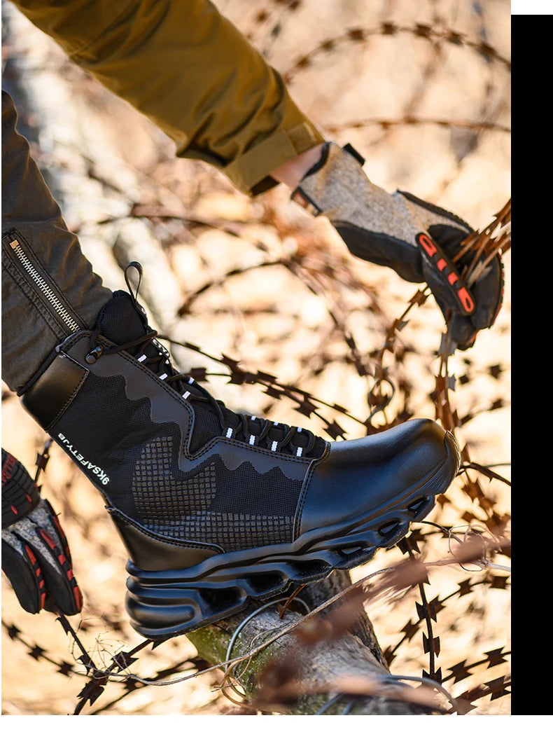 New Fashion 2024 Men Boots Safety Shoes Security Steel Toe Cap Military Boots Working Steel Toe Anti-Smashing Men's Work Boots - Sun Studio