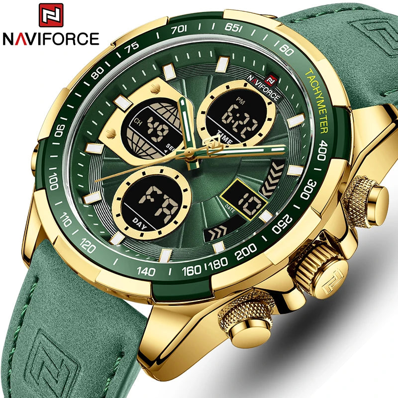 New NAVIFORCE Watches for Men Leather Mens Military Sport Waterproof Watch Quartz WristWatch Chronograph Male Clock - Sun Studio
