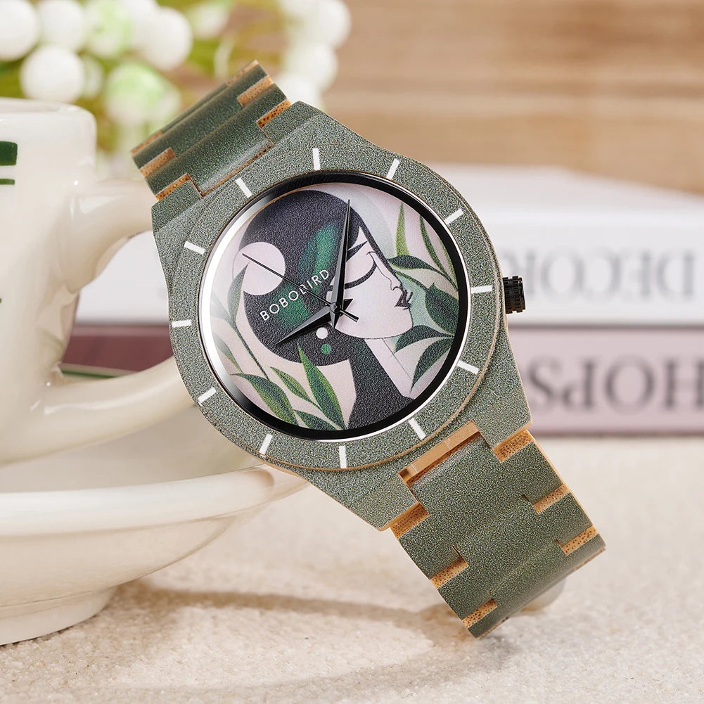 Men's Watches BOBO BIRD Bamboo Quartz Watch Pattern Printing Colorful Wooden Wristwatch 2025 New - Sun Studio