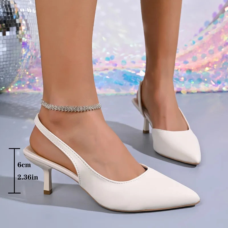 Summer Cover Pointed Toe Women Sandals Fashion High Heel Shoes Ladies Outdoor Elegant Office Slingbacks Sandalias Mujer - Sun Studio
