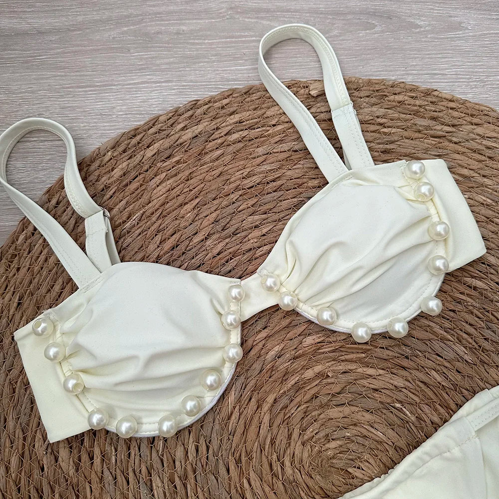 Micro Push Up Bikini 2024 Women Swimsuit Sexy Swimwear Thong Bikinis Set Brazilian Beachwear Pearl Bathing Suit Biquini Female - Sun Studio