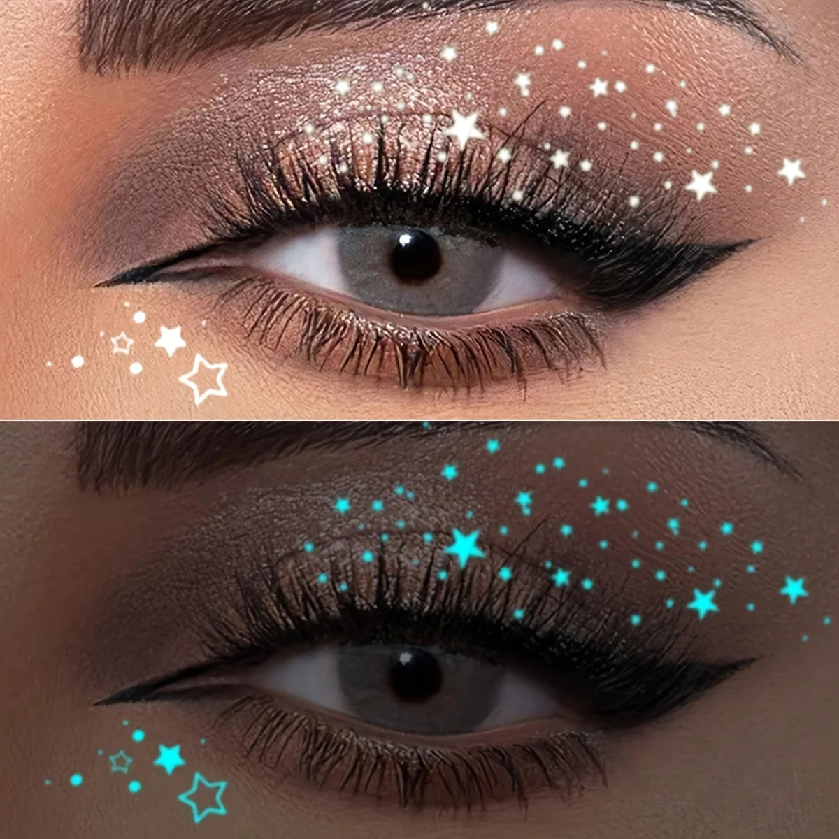 1pc Glow-In-The-Dark & White Ink Luminous Original Body Art Temporary Tattoo Sticker, Sparkling Star Eye Design - Sun Studio