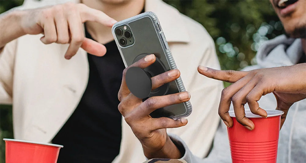 Grippopso Magnetic Folding Mobile Phone Grip Holder Socket Support Tok for IPhone 16 15 14 13  Ring Finger Expanding Stand - Sun Studio