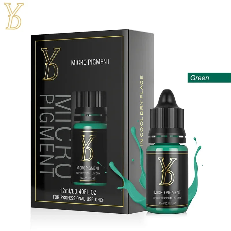 YD New 12ML Liquid Tattoo Pigment Ink Professional Permanent Makeup Eyeliner Shading Micropigmentation Cosmetic Black Blue Green - Sun Studio