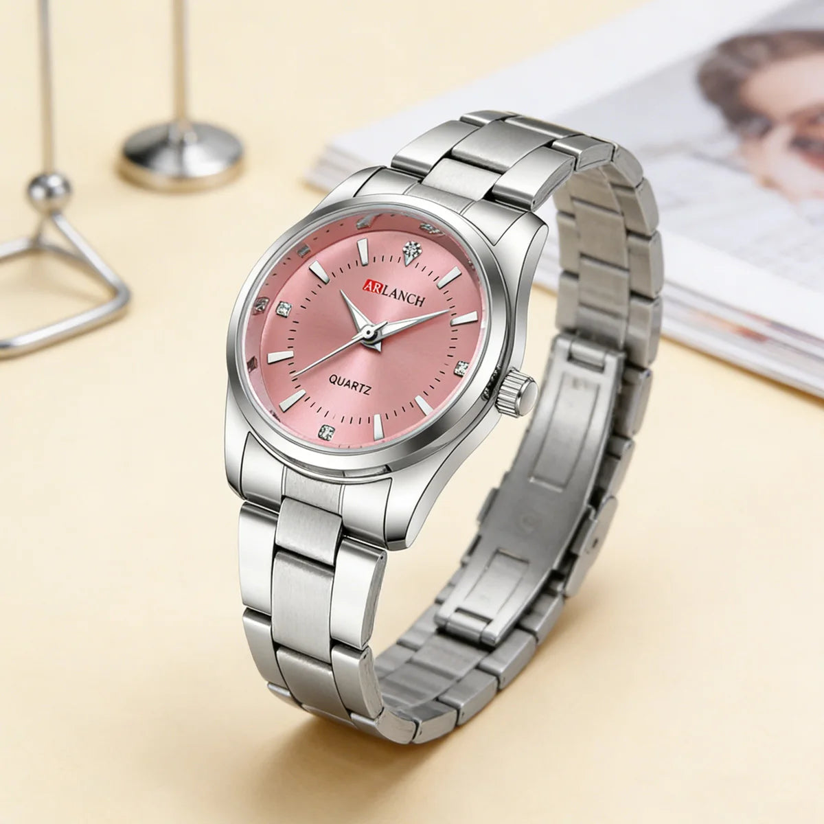 Ladies Dress Watch 29mm Silver Stainless Steel Gorgeous Rhinestone Quartz Clock Suitable Banquet Accessories & Daily Decoration - Sun Studio