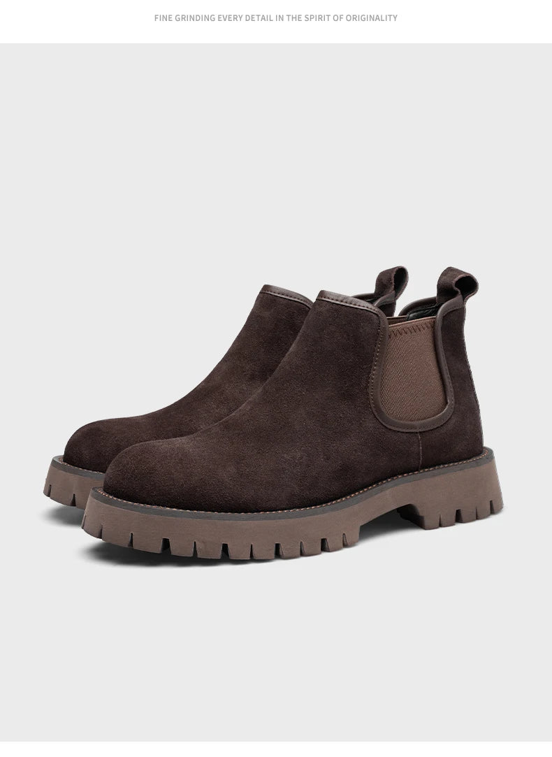 Chelsea boots, short boots, men's boots, breathable men's shoes, versatile and trendy high top leather boots 231146 - Sun Studio