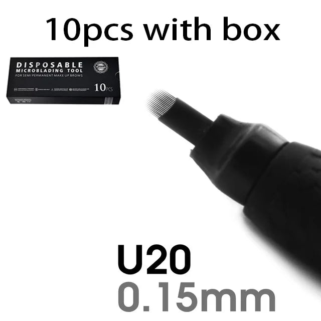 10/50Pcs Disposable Microblading Pen 0.15/0.18mm 18U Sterilized Permanent Makeup Eyebrow Tattoo Pen with U Blades - Sun Studio