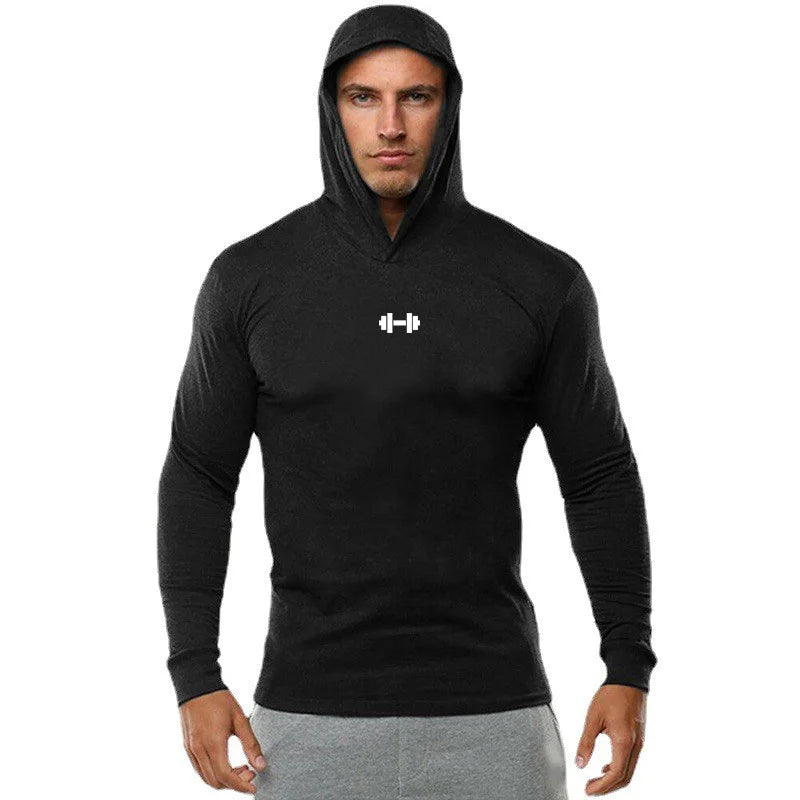Gym Running Sport T-Shirts Mens Cotton Long Sleeve Hooded Clothing Fitness Bodybuilding Muscle Hoodies Workout Jogging Shirts - Sun Studio