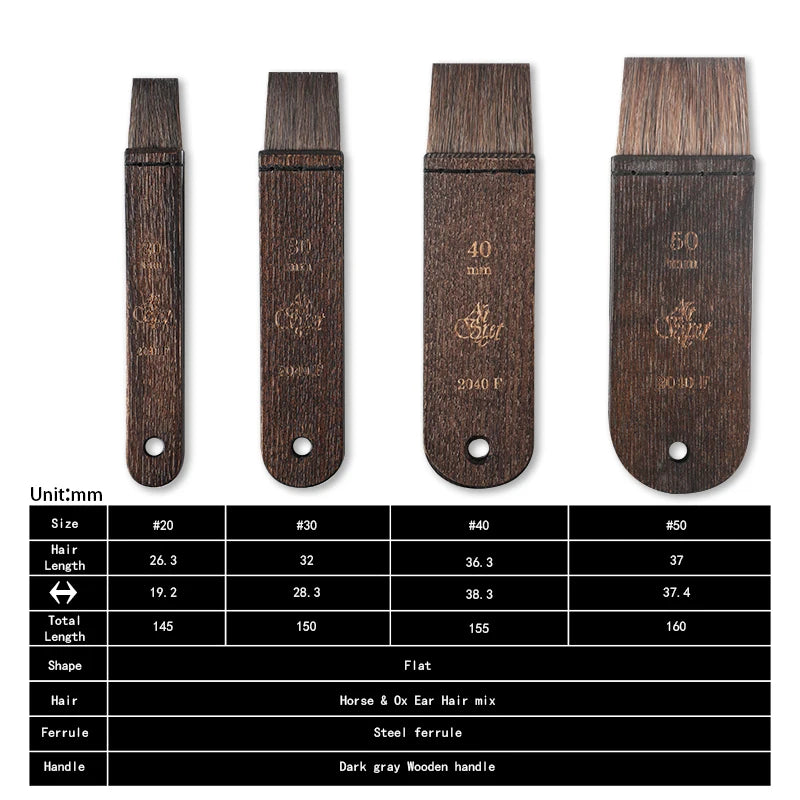 ArtSecret  2040F 2040FB Hake Watercolor Painting Brush Pony Mixed Ox Ear Hair Wood Handle Artist Tool For Gouache - Sun Studio