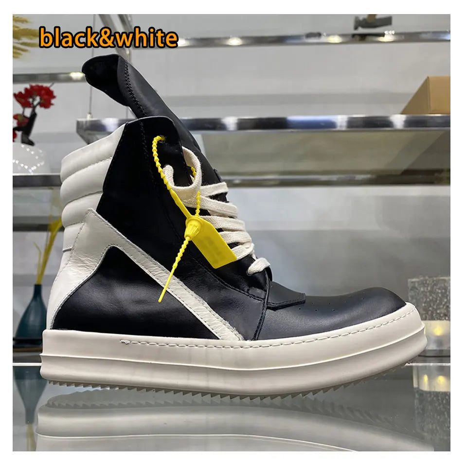 Ro Shoes Men Leather 2025 New Earthy Grey Cow Suede Lace Up Zipper Thick Sole Luxury Geo Women Street Hip-hop Casual Flat Boots - Sun Studio