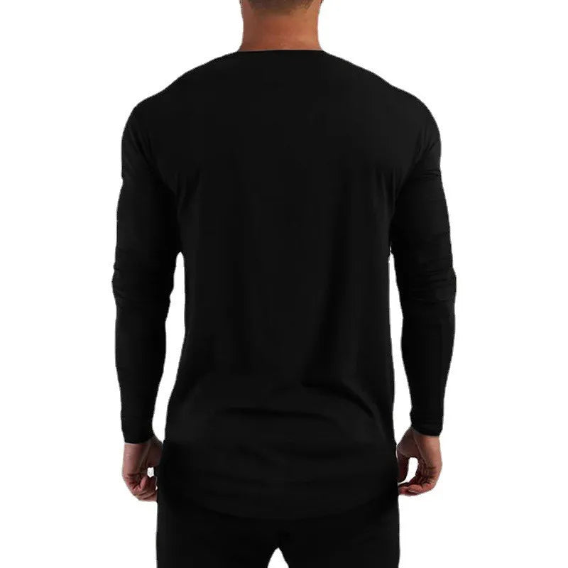 Plain Gym Fitness Bodybuilding Sport T-shirts Mens Casual Long Sleeve Cotton Shirts Cotton Breathable Workout Autumn Clothing - Sun Studio
