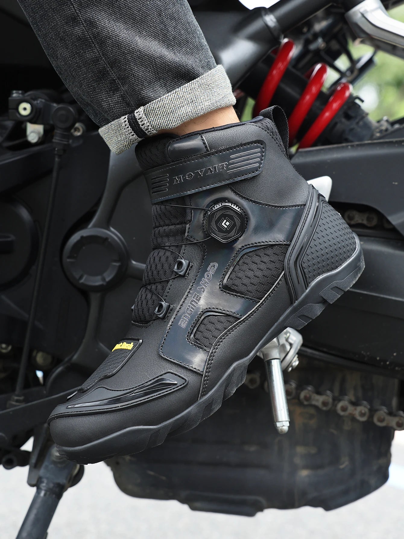 Motorcycle Riding Shoes Men's Breathable Leather Boots Casual Comfortable Slip-On Ankle Boots for Urban Cycling - Sun Studio