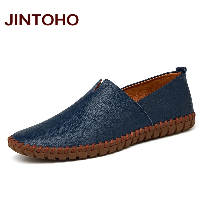 JINTOHO Große Größe Herren Echtes Leder Schuhe Slip-On Schwarze Schuhe Echtes Leder Mokassins Herren Schuhe Italienische Designer Schuhe