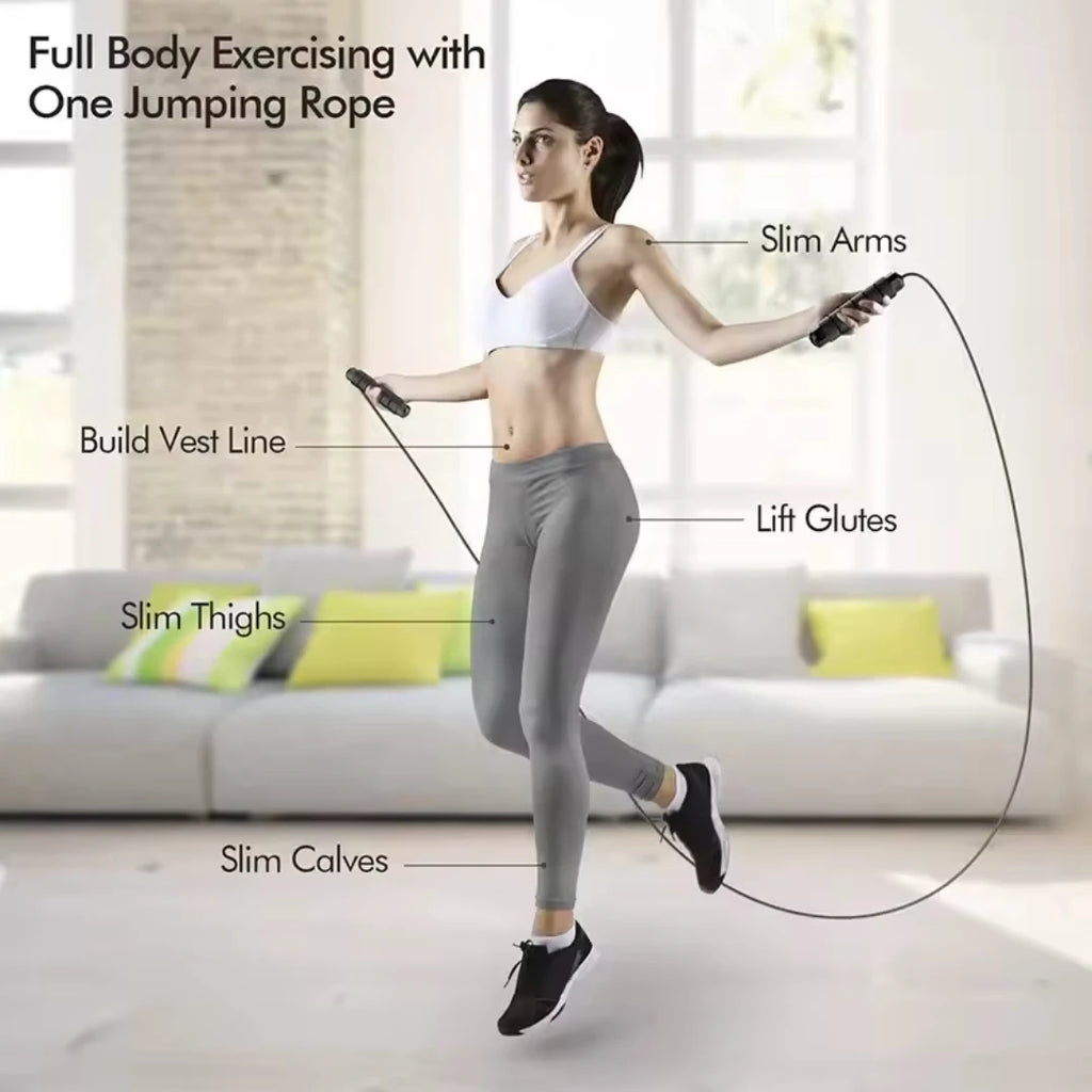Jump Rope, Tangle-Free Rapid Speed Jumping Rope Cable with Ball Bearings for Women, Men, and Kids, Adjustable Steel Jump Rope - Sun Studio