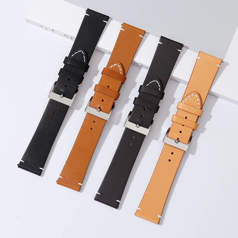 Calfskin Genuine Leather Watchbands Quick Release Watch Band 18mm 20mm 22mm 24mm Smartwatch Strap Watches Accessories - Sun Studio