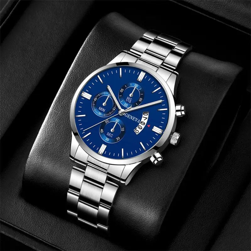 2023 Luxury Fashion Mens Watches Silver Stainless Steel Quartz Wrist Watch Men Business Watch Male Calendar Clock Reloj Hombre - Sun Studio
