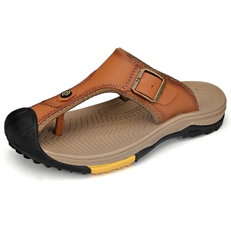 Echte Leder Sandalen Herren Atmungsaktive Sommerschuhe Mann Wasserdicht Outdoor Herren Sandalen Rutschfeste Strand Sandalen Fußbekleidung