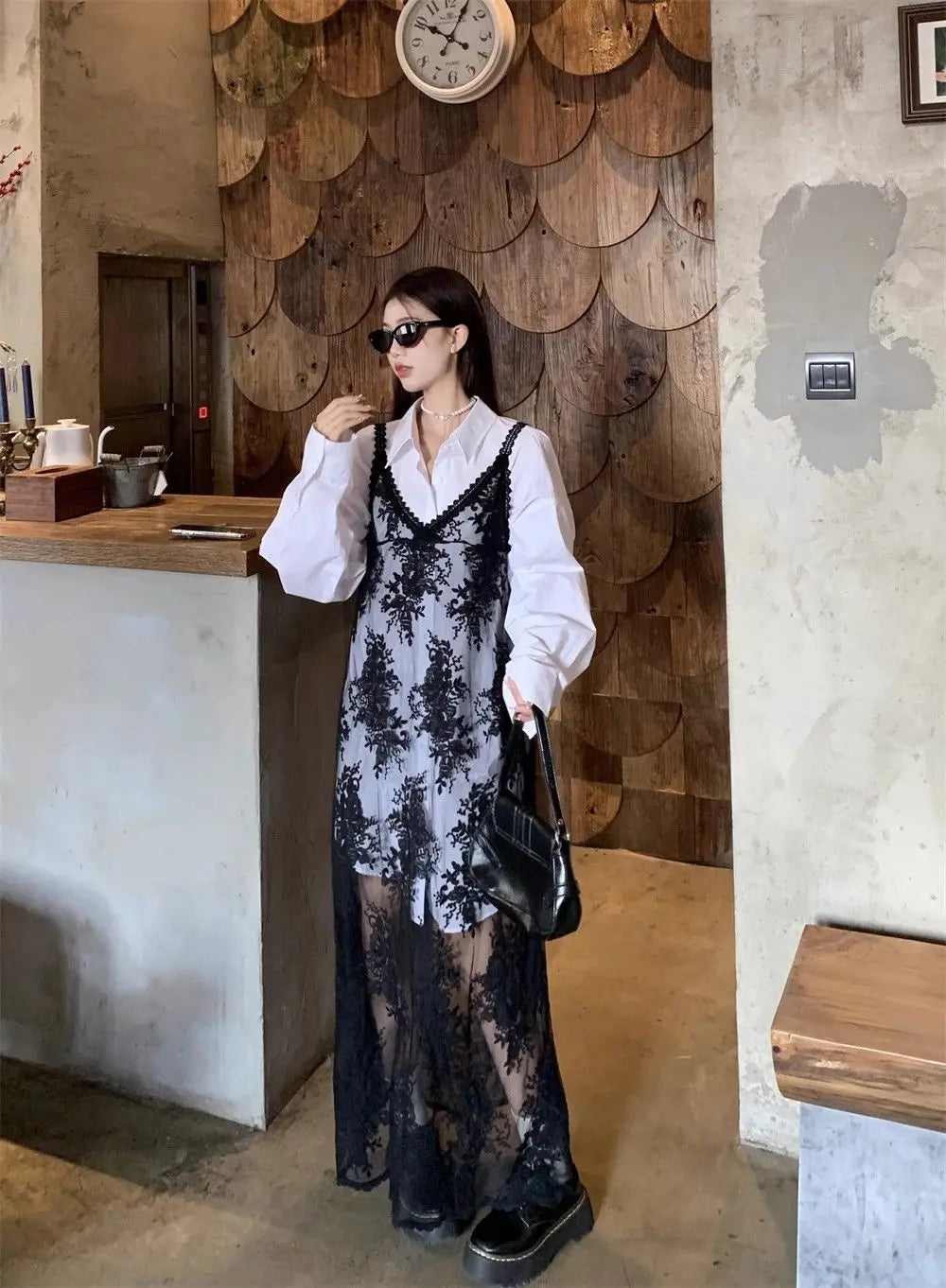 Solid Dresses Women Summer Girls Embroidery Lace Designed Korean Style Layering Streetwear Prevalent Attractive Leisure Trendy - Sun Studio