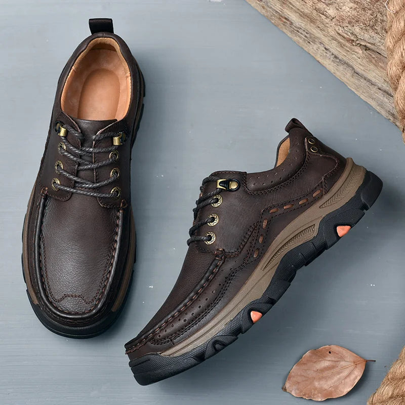 New Large Size Men's Shoes Genuine Leather Flats Men Loafers High Quality Outdoor Men Sneakers Breathable Male Casual Shoes - Sun Studio