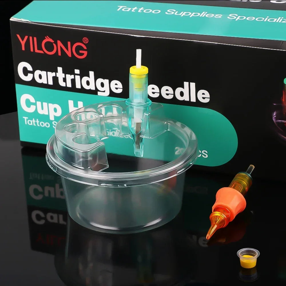 20pcs/box Tattoo Needle Cup Holder - Disposable Cleaning Cup for Tattoo and Embroidery Needle - Integrated Needle Cleaning - Sun Studio